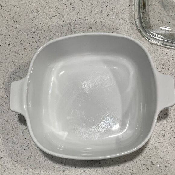 Corningware White Casserole RARE 1Qt Cornflower P-7-C lid 32 1960’s Made in USA - Picture 7 of 12